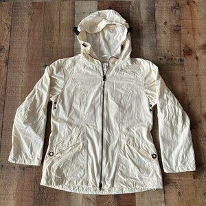 Luhta Women's Size 10 Cream Full Zip Hooded Lightweight Jacket